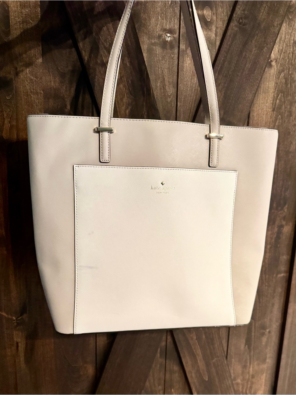 Kate Spade Sadie Saffiano Leather Large Tote Tan Cream OS